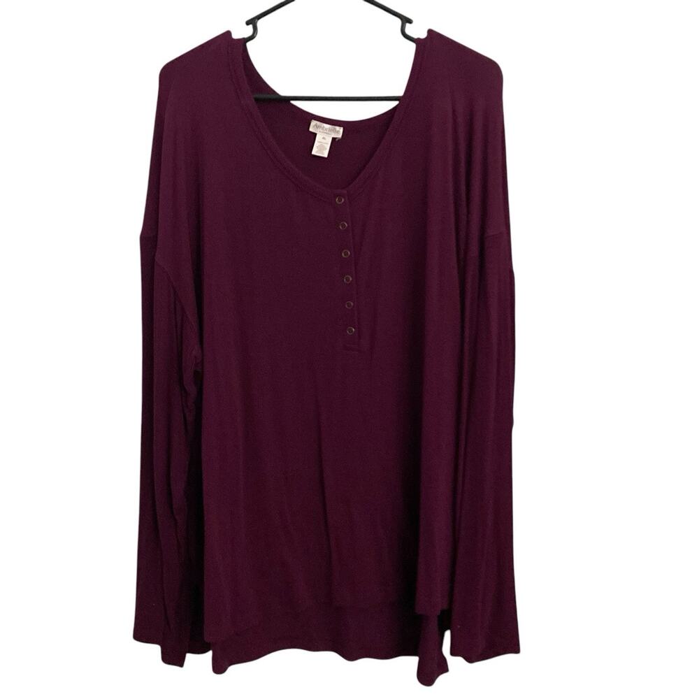 Ambrielle Womens Size XL Long Sleeve Soft Sleepwear Top Round Neck Comfort Shirt